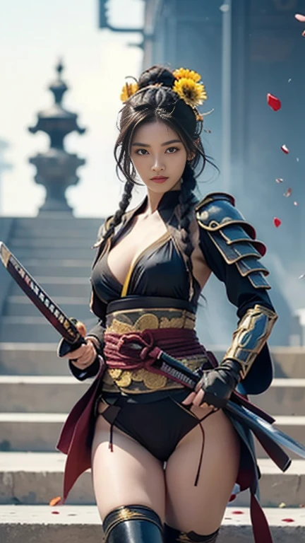 Best quality,masterpiece,ultra high res,(photorealistic:1.4),xiuxian,weapon,Detailed face,
1girl,solo,weapon,cleavage,(magic circle:1.2),xiuxian,upper body,Beautiful girl,full body,east asian architecture,sheath,architecture,