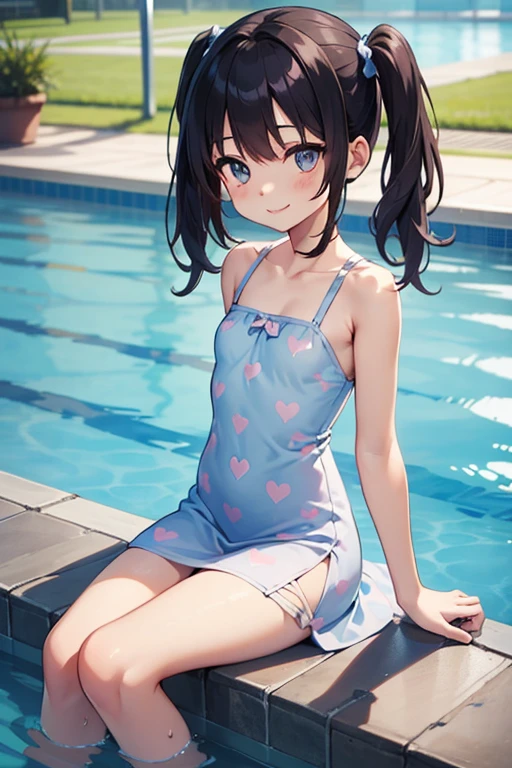 ((masterpiece)),((Highest quality)),((High resolution)),((Anatomical)),((Realistic)),((Detailed Description)),((Full body view)),((Perfect lighting)),((8k)),((cute)),((Poolside)),((blue sky)),((cumulonimbus)),(((((One little girl))),(((Lori))),(((neutral))),((child)),((8-year-old)),((Beautiful eyes)),((Baby Face)),((low length)),((Petite)),((Flat Chest)),((Black Ponytail)),((Seductive smile)),((Red cheeks)),(((School Swimsuit))),