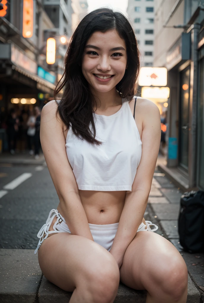 48 years old D cup saggy breasts woman A kind smile Big eyes Front teeth Japanese classmate High resolution, Highest quality, super high quality, Ultra-detailed, Cinematic lighting、On the street、Sweaty、Sweat、Black-haired、Idol girl singing on the bandstand、Big smile、sunny day、Spread your legs、Spread your legs、sunny day、Full nudity、huge 、Nipples、Browsing Caution、punk
