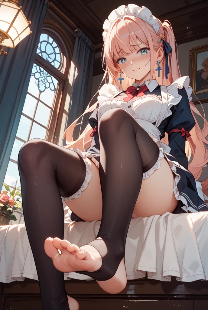 Ultra high precision、high resolution、(Naked girl doing M-spread legs on the floor:1.4)、Pretty face、silver hair、pubic hair is growing、 ((look of fear、shed tears))、smaller breasts、empty eyes ((white mucus dripping from genitals))..、In the ruins、(Burgundy long-sleeved dress with ruffles and lace decoration:1.4)、(red flat pumps:1.3)、