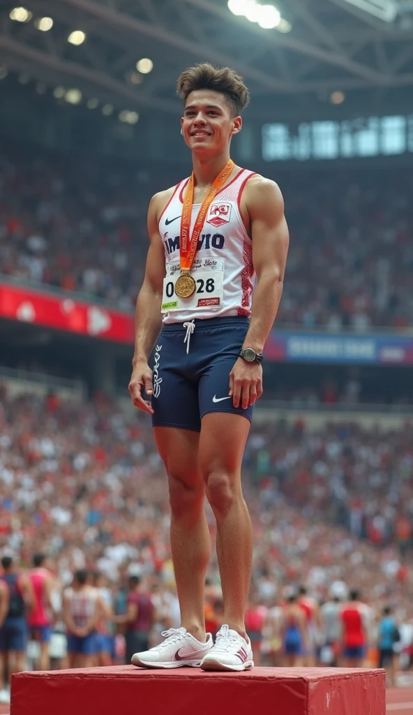 USA fag with Olympic gold medel