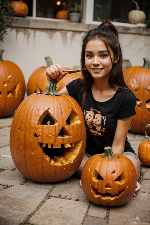 A cute Pumpkinhead laisha <lora:SDXL-laisha-Lora:1> <lora:SDXL-Pumpkinhead-Lora:0.8>