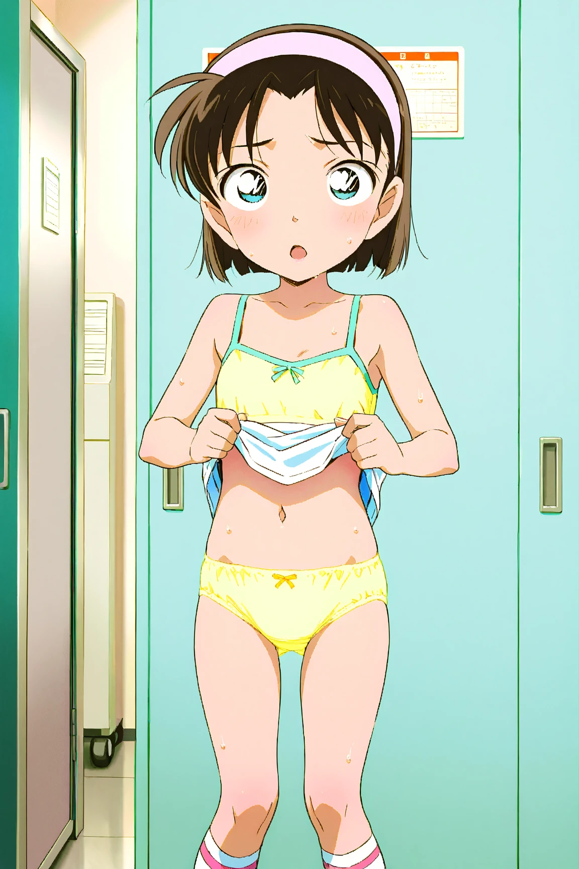((One person,)) ayumu kasuga, Brown Hair, Brown eyes, smile, Open your mouth, Very detailed,high quality,Ahegao,blush,Small breasts,((Showing off your crotch,))(((masturbation,)))Lower Body,Spread your legs wide,Browsing Caution,sexy,