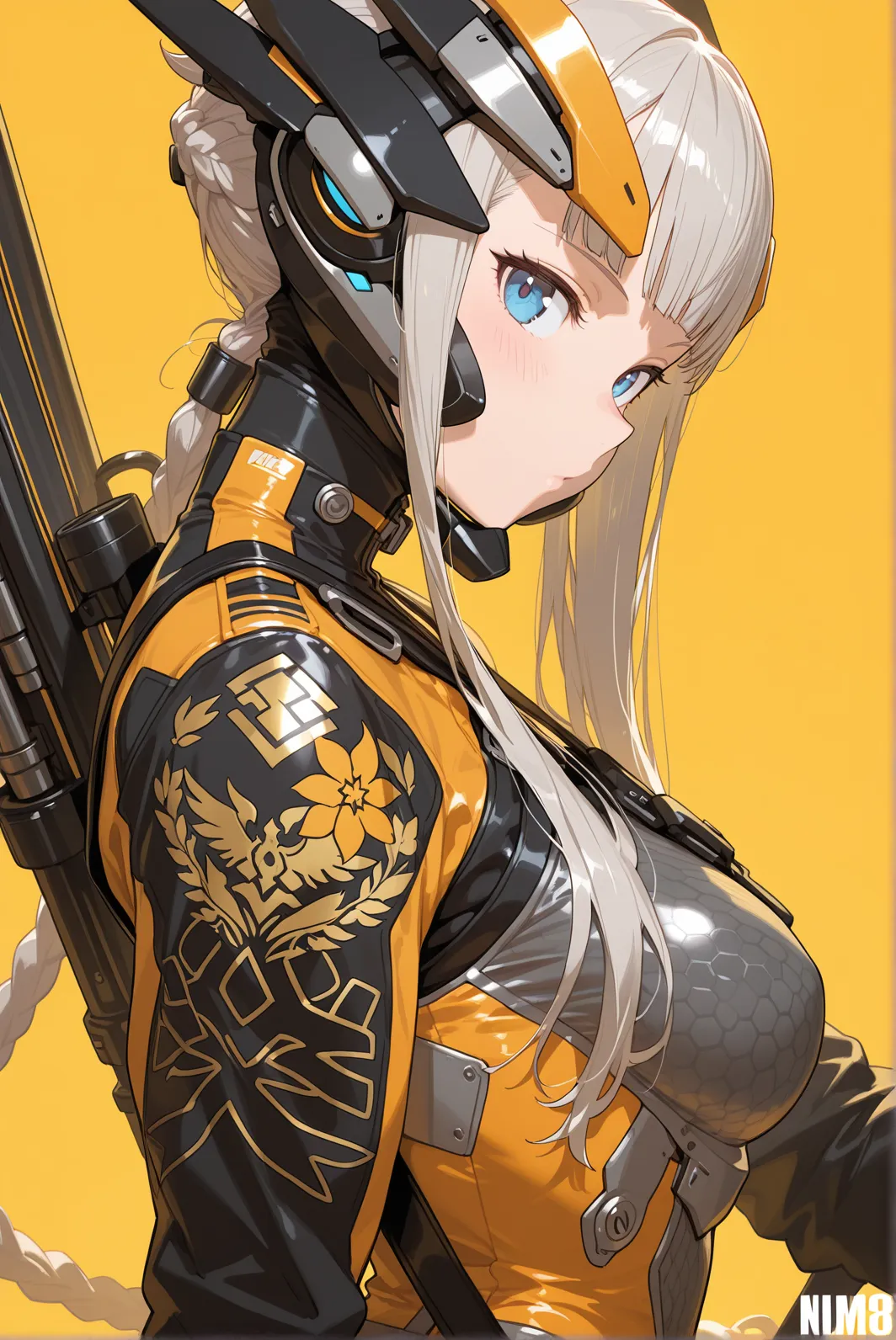 {{Sketch}}, curvy, yellow, ninja mask, night, rooftop, hood, tiara, honeycomb (pattern), insect girl, yellow skin, black skin, antenna, black, monster girl, insect, {{{{{{mouse}}}}}}, insect wings, lips