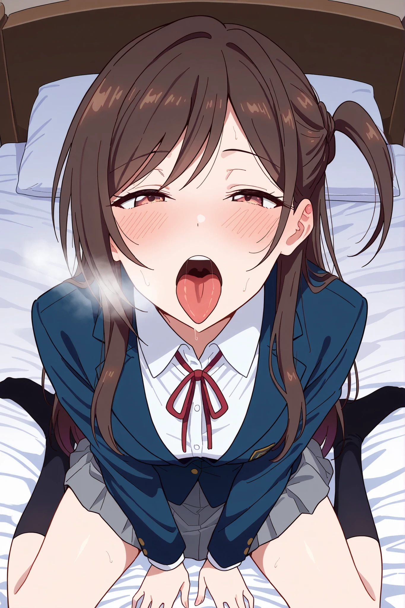 NSFW, (masterpiece, top quality, best quality, highly detailed:1.6), anatomically correct, (full body), wide shot, long shot, (leaning forward:2), (close knees, hands between legs, pee running down legs:2), (Sitting in a chair, Wooden Classroom Chairs, waterfall of urine drips from the chair, Pee stains spread all over the skirt:2.5), (skirt that is completely wet with urine and has urine stains spreading:1.5), (((clutching crotch))), strong facial expression, (ecstasy:2), (slut:1.2), (vulgarity:1.3), (fucked silly:1.1), (tears:1.7), (sharp eye:1.2), (scowl:1.1), (embarrassed, blush:1.6), (steam:2.5), (Wet:1.2), (sweat:1.1), (trembling:1.3), (open mouth, wavy mouth:1.4), (clenched teeth:1.7), (open eyes:2), (looking up, Gazing Upward, Gazing Skyward:2.5), (empty eyes, dead eyes:2), (feeling weak:1.5), (shoot from front:1.2), (school uniform, pastel colors cardigan, red plaids skirt:2), (class room, During class, Pee dripping from chair), (Windows overlooking school garden), woman, indoor, High socks, Loafers, (long hair, dark brown hair, ponytail:1.5), (woman trembling with sexual climax:1.5), (Be incontinent:1.5), colorful, perfect composition, urination, incontinence, piss, peeing self, (((pee stream))), (pee puddle), Wetting herself, pee stain, large breasts, Yellow pee, ((leaking pee)), puddle of pee, Pee at your feet, Pee spread on the floor, Pee stains, Dripping pee between my legs, Feet Wet from pee, Pee-covered feet, Pee at your feet, want to pee, about to pee, Full bladder, Pee-soaked skirt, Pee-soaked Loafers and socks, natural makeup,