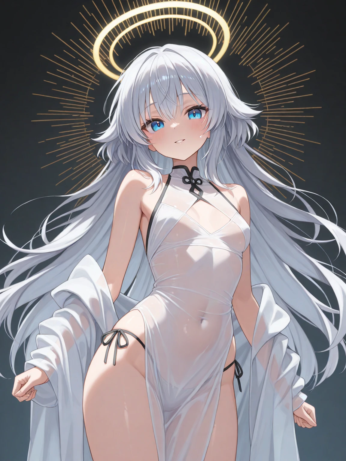 (Photorealsitic:1.4), (masterpiece, side lights, Exquisite beautiful eyes: 1.2), masterpiece*portlate, realisitic, 3D 顔, Luminous Eyes, Shiny hair, Glossy skin, 独奏, embarrassed from, (hason),Naked portrait、Upper body portrait、(small tits)、