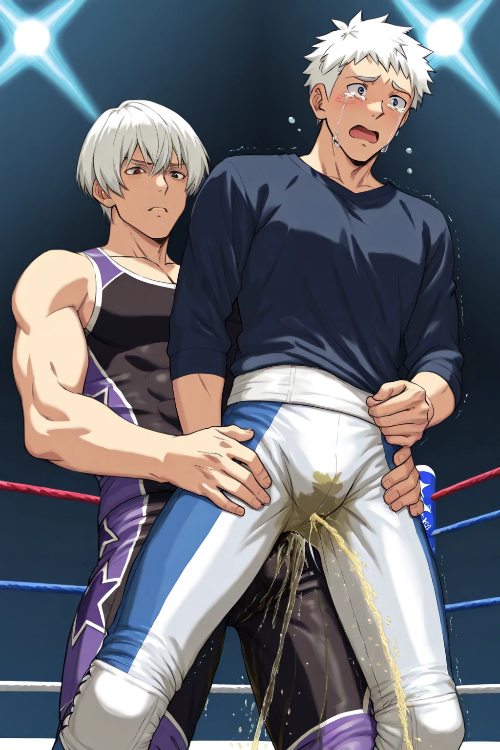 abs swimmer bishonen ((muscular)) 28years-old 1(((guy))),multiple males,NSFW,nightclub bed,(((erection nipples))),choker,yaoi,bl,cock ring,spread legs,(((wet))) ss size latex thong,show off ass,((oil)),wet,sweat,steam,blash,in heat,2fat man grab guy’s head handjob erection penis cum on body,1fat man anal sex ((handjob guy’s penis)), (flipped)-(lightpurplehair),(lightblueeyes),masterpiece,from side back ,(((gay))),shiny tan-skin,(brief swimmer)-(tanline),looking back,score_9, score_8_up, score_7_up,(((gangbang))),((dry orgasm)),licking penis,cum on mouth,