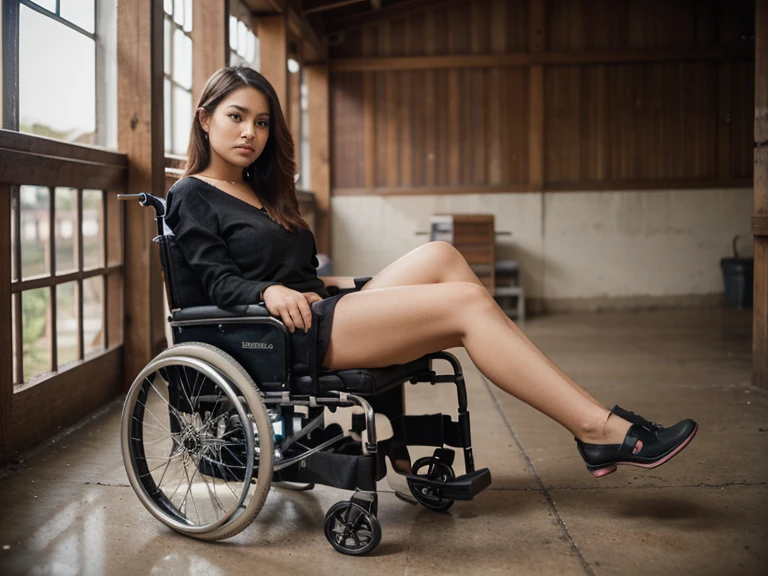 Japanese female, High glasses, wheelchair