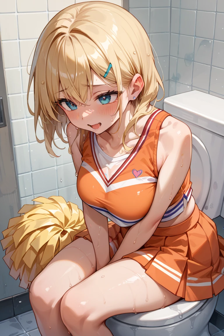 nsfw,(super fine illustration,8K CG wallpaper,best quality,extremely detailed,ultra high res,best aesthetic),(cowboy shot),(18yo,beautiful girl,cute girl),(beautiful eyes,beautiful hair,long hair,ponytail),(blush),((midium breasts,big aleolae)),((nudi-ty:1.3,no bra,no panties,turned up clothes,breasts out)),(pubes blond hair:1.4),(bsp, pussy juice dripping,pussy, pussy slip,no makeup, sweaty body),(spread legs),(open pussy:1.3),((steam)),(scatter sweat),(embarrassed,smile), ((open mouths)),(((one eye closed))),(((tongue out))),deep breathing, feel good,indecency,(squatting),(Nice touch),((Kamimei),(ecstasy),(cheerleader:1.2),(lift clothes),(locker room),((female masturbation)),(ahegao),(saliva),(happy),(sitting yoga mat),BREAK(cum on pussy:1.5)),(scatter sweat),((vaginal penis:1.3)), testicle, (a man:1.2), hetero, (((carring sex))),((pov))), ((pieces sign)),