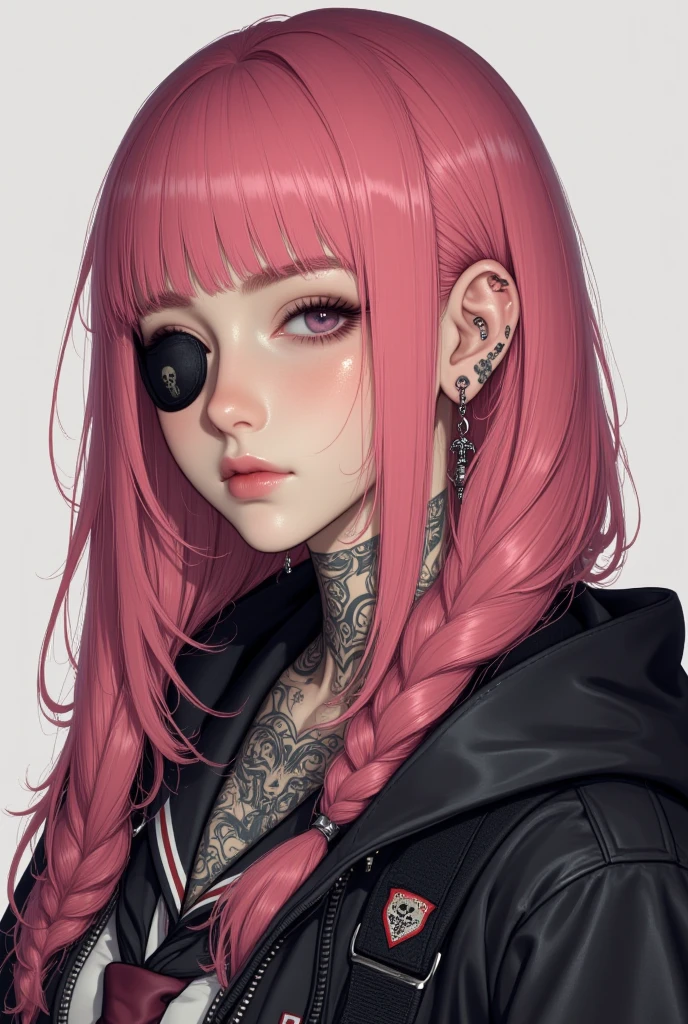 E girl hair cut Bob semi naked porttait head onE girl hair cut Bob (((porttait))) (((head on))) (((eyepatch))) (((#objects
#eyes
#details
#glowing eye)))
