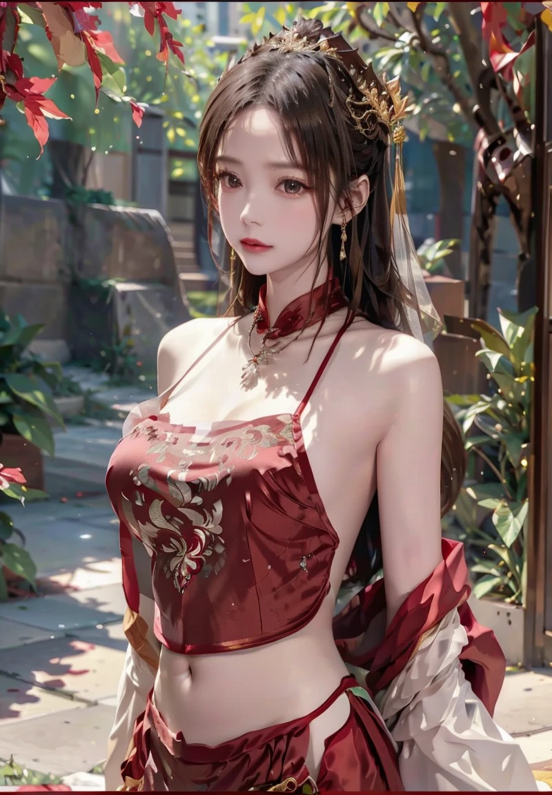 a woman in a red dress posing for a picture in a garden, gorgeous chinese model, chinese girl, anime girl cosplay, japanese goddess, traditional beauty, chinese style, seductive anime girl, with acient chinese clothes, beautiful alluring anime woman, trending at cgstation, chinese dress, beautiful south korean woman, trending on cgstation, chinese costume, chinese woman
