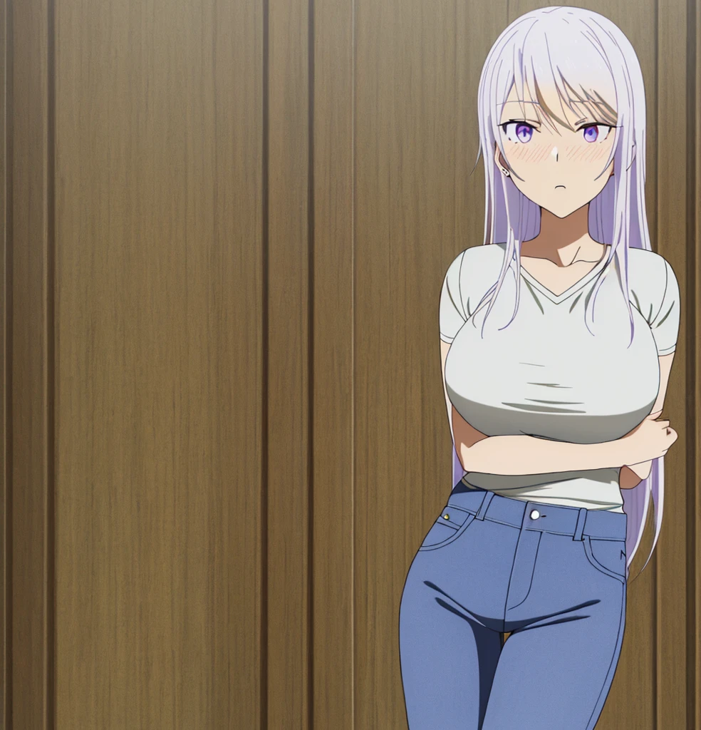 1 girl, solo, eiai nano, best quality, high resolution, ultra detailed, Nano, drunk, nightgown_outfit, panties showing, gray hair, upper body, lower body, very long hair, medium breasts, medium waist, hip wide, medium thighs, leaning forward: 1.2, blouse, white nightgown, transparent clothing, anime, blush, 1 girl, MILF, room, perfect hands, perfect anatomy.