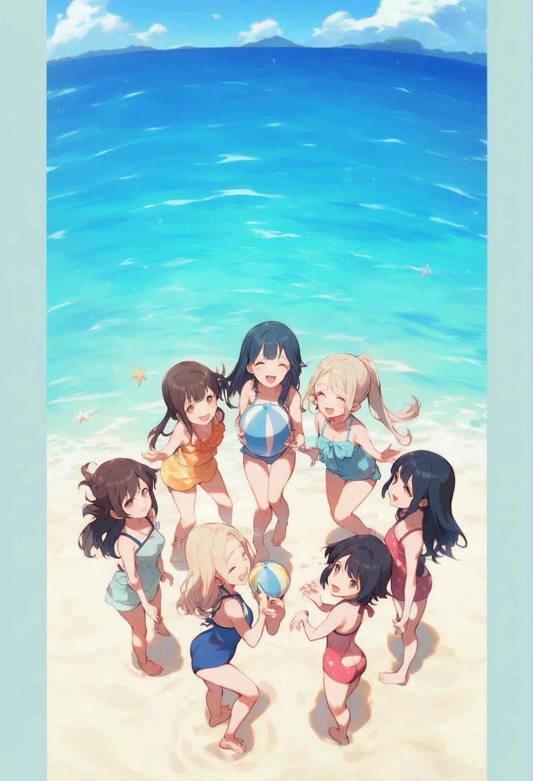 ((beachBallmass testing very happy win Nudists on kneel down))、 beautiful legs strong torn clothes are scattered around、Unstable buoyant storm、Amazing dynamism、great angle、smile、Group selfiebackangle