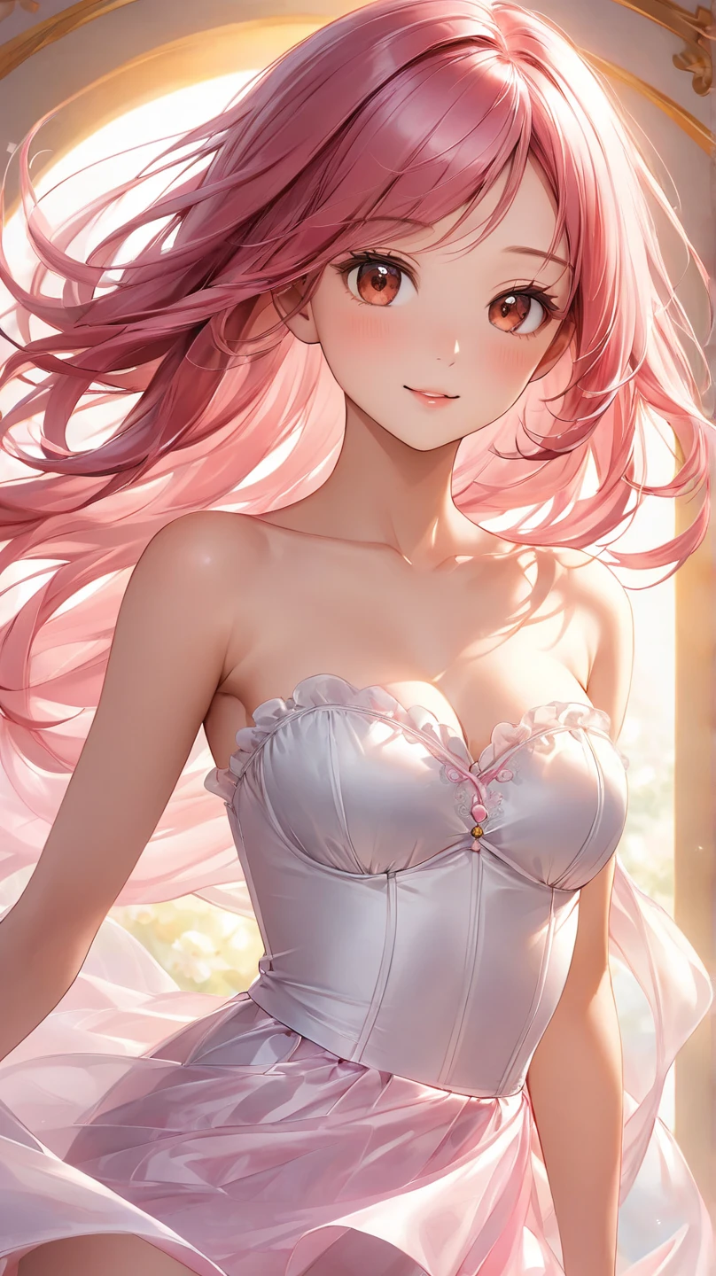 (masterpiece, sidelighting, finely detailed beautiful eyes: 1.2), glowing eyes, shiny hair, lustrous skin, solo, embarrassed, medb \(fate\), heart hands, smile, on back, on bed, red bed sheet,