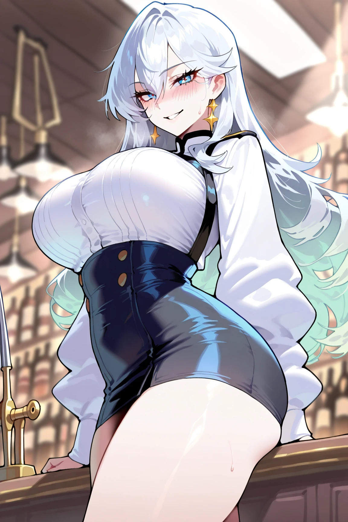 ((Beautiful Beautiful Girl)),(dark green heart color eyes), 1 and slender woman, degree々big breasts, ((Silver color hair)),((long braided hair)),In 8K, top quality, (highly detailed head: 1.0), (very detailed face: 1.0), (highly detailed hair: 1.0),((dress Clothes )),Detailed official artwork, clean detailed anime art,