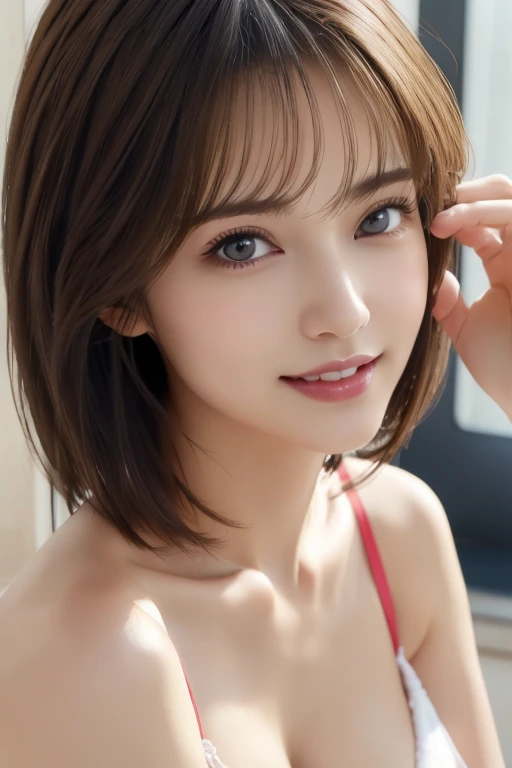 (8k, photorealistic, RAW photo, best quality: 1.4), (1girl), super beautiful, (realistic face), (short silver hair), 19 year old beautiful girl, seducing to the eye, beautiful expression, big beautiful breasts, (realistic skin), beautiful smile, (floral sheer dress), charming (8k, photorealistic, super high quality, super realistic, high definition, Paris park background)
