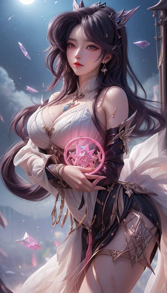 1 girl,(white Chinese robe),
In a captivating scene, a beautiful woman adorned in a flowing white Chinese robe soars through the misty clouds on the back of a majestic Chinese phoenix. The wind gently lifts her robe, accentuating the sense of flight as they gracefully navigate the ethereal cloudscape. fluffy pink cotton candy gossamer mushroom trees, glowing bioluminescent rolling paths that tumble water spilling cascading rubble tumble timing padded leaves red pandas tiny yellow fairies darkness small lighted fires in circles, 24k resolution, hyperdetailed, photorealistic mythical mystical misty low foggy dews pixies porcelain elephants, fairy stories