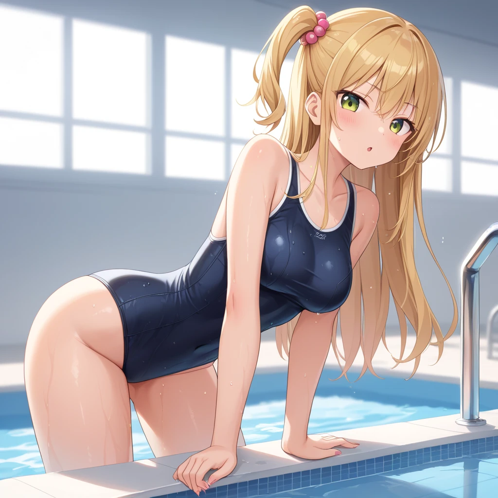 pieces fly、masterpiece、highest quality、Super detailed、High resolution、High resolution、8K portrait、Unity 8k壁紙のHigh resolutionCG、unity 8k wallpaper、cute type little:1.5、upon:1.5、Highly detailed CG unity 8k wallpaper、realistic、real person、cute type little、 portrait photography、shiny skin、High resolution、(16 years old:1.2)、(1 girl)、beautiful clear eyes、very detailed explanation、delicate face、nice lips、slender body、Same with big breasts thin waist、thin legs、(Poolside:1.6)、1 girl, cute type, perfect face, seriously, (blush:1.5),(golden hair ponytail:1.4),((there are many people nearby:1.4)),Same with big breasts,((navy blue school swimsuit:1.2)),(((tits topless:1.5))),(((I have nipples))), Detailed description vagina,show vagina,spread legs,spread ,((Orgasm in the vagina:1.5))