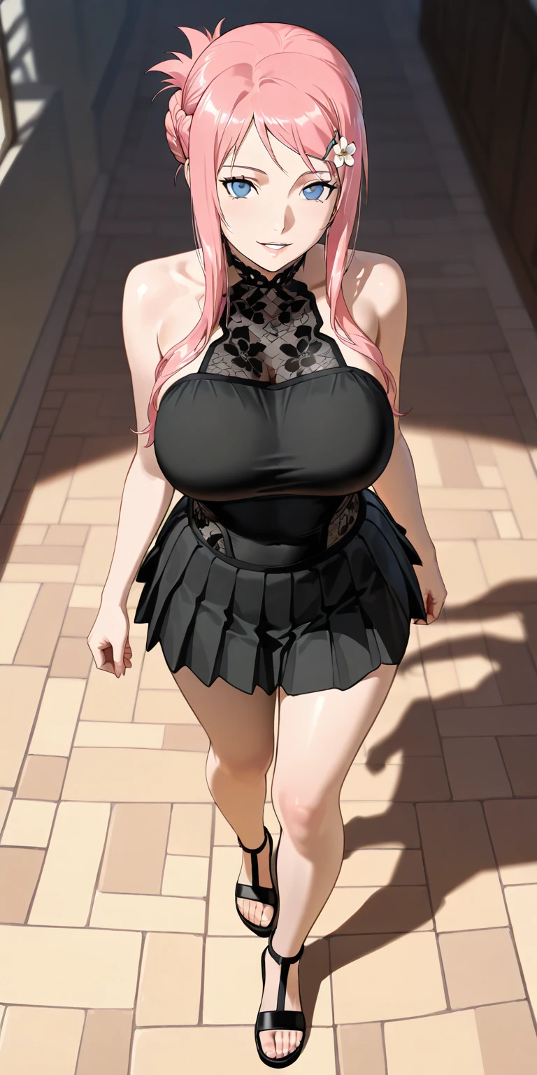 eaArt bot upscaling default is 22:25:26k wallpaper, masterpiece, highest quality, Super detailed, 30~40 years, full body shot, mature woman, beautiful mature woman, nightgown and underwear, enchanting smile, thick lips, Chubby lips, blush, looking at the viewer, provocative expression, short hairstyle, cleavage, Plump、curvy hips、attractive face、naughty face、sexy lingerie 、an inviting gaze、Expression of emotions、(((Lewd underwear)))、erotic see-through lingerie set、Standing position、gorgeous accessories、raise your butt, from below, (NSFW: 1.4)、exposed chest、(((gasping face)))、Openwork decoration,(((see through dress)))、(((R-18)))、Hakari_Whirlpool, pink hair, medium hair, hair ornaments, hair flower, green eyes, , black skirt, mini skirt, pleated skirt, black jacket, white shirt,collared shirt, long sleeve, neck ribbon,ribbon, thighs, big breasts, Are standing, cowboy shot, looking at the viewer, outdoor, blush, 1 girl, (masterpiece:1.3), (High resolution), (8K), (very detailed), (4K), (pixiv), perfect face, Nice eyes and face, (highest quality), (Super detailed), detailed face and eyes, (alone), rough skin, confused, High resolution、beautiful eyes