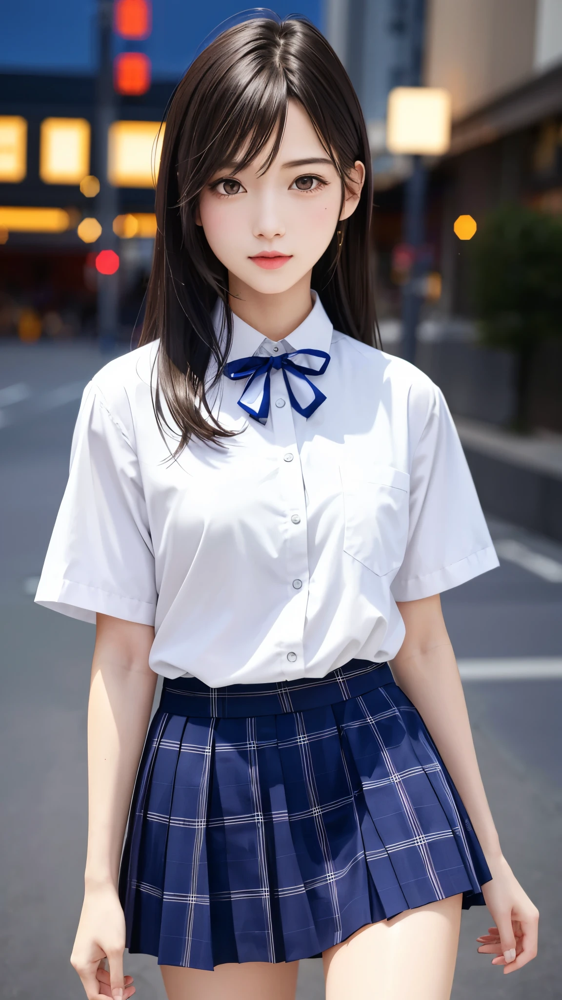 A Chinese girl，school uniform，She is short，Very white face，Her eyes were on her small, slightly pointed face.，Looks particularly black and large。Oily black short hair，Divide and stick tightly on the temples。The mouth is small，Full lower lip，When speaking，Always with a slight smile，nsfw