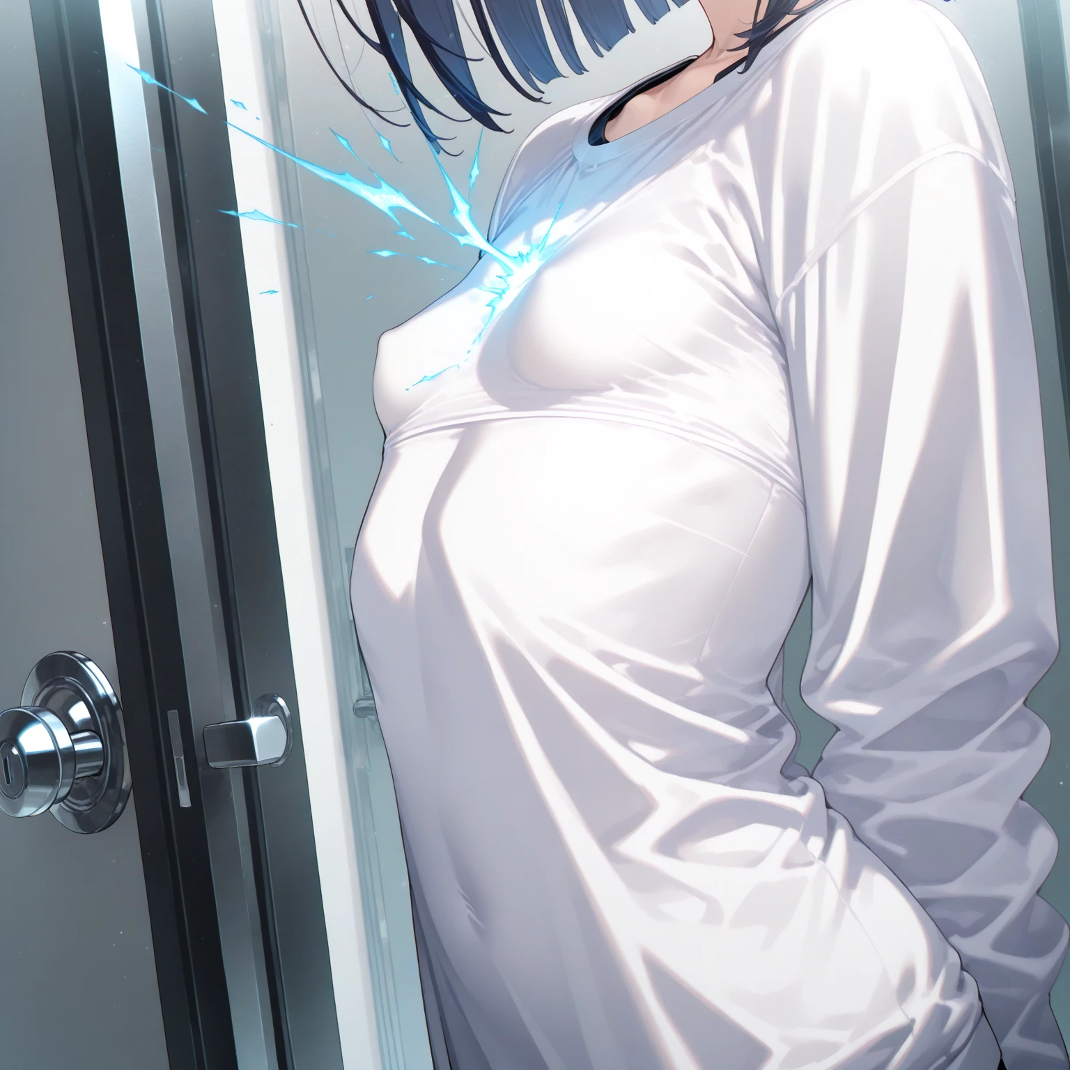 ((tanned young woman), ((short black hair, blue colored eyes,)), (( breasts showing, hardnipples, white panties cut in the ass and pussy)), (( moist vagina )), red lipgloss stick, (( facing the front, showing her wet and shaved pussy, looking at the camera)), Masterpiece artwork, high qualiy, back-illuminated)) (( with open legs ))