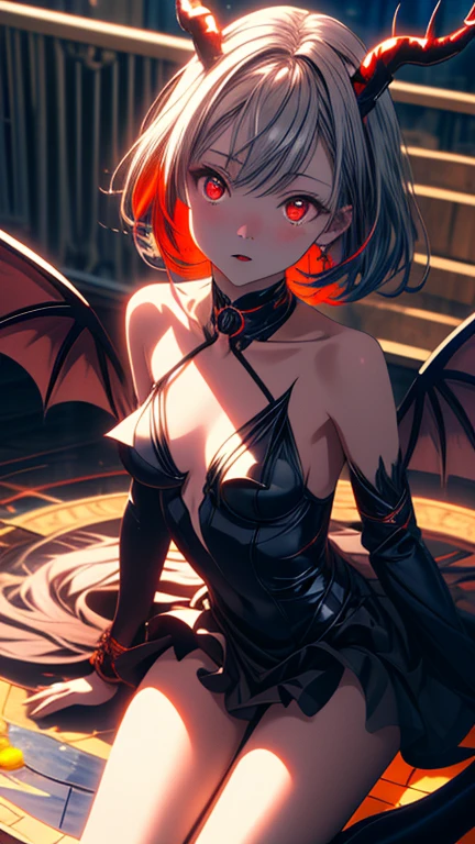 one girl、unparalleled beauty、cute face、ruddy face、fine eyes、(((vampire、deep red eyes、black lips、Expressionless)))、dark fantasy、Drifting eroticism、short bob、Classy dresses、small breasts、ancient city、dark drawing room、Luxurious ornaments、dark lighting、dark lighting、masterpiece、highest quality、super resolution、best image quality、Super detailed、