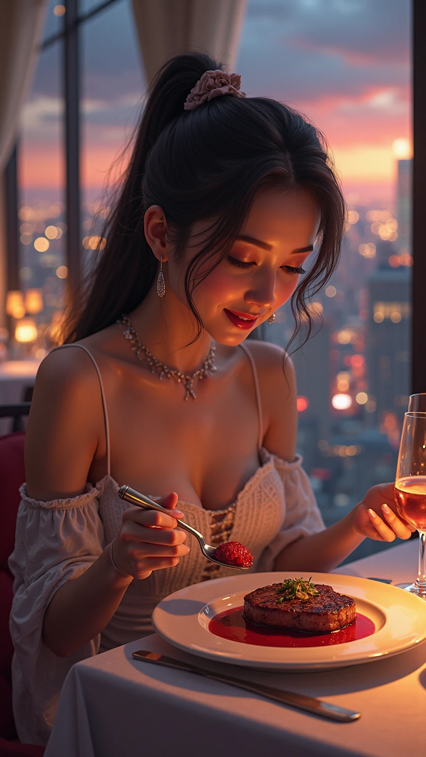 A seaside restaurant with a cruiser view、sophisticated young woman,Stylish restaurant near the sea、Outside the window is a luxurious yacht harbor with many cruisers moored、Restaurants in the Amalfi Coast、Girl wearing brightly colored dress, Girl in one piece, in the evening, portrait shot, Attractive woman, prety woman, Attractive woman, Blonde Woman,, gorgeous woman、 in 8k, amazing ,finely detail, Official art, 8k wallpaper, Best Quality, Ultra-detailed, Lights on the face, Cinema Lights, Cinematic lighting, Professional Lighting, Photon mapping, Physically-based rendering, solofocus, Sharp Focus, hight resolution, Extremely detailed ,Extremely delicate and beautiful, intricate detailes, face muscles, Beautiful detailed girl, Natural makeup, extra detailed face,Highly detailed hands、Ball bokeh、about、Highly detailed minions、Beautiful nails、Photorealsitic、hyper realisitic、lifelike textures、Dynamic composition、Contrast lighting、Movie Lighting、 sharp focus、wide angles、((and a large depth of field))、Raw foto、Photon photometry、Digital SLR、8k、超A high resolution、Ultra-detail、Photography with the Nikon Z9 camera、f5.6 lens 500mm、Kodak portra 400、8Head and body