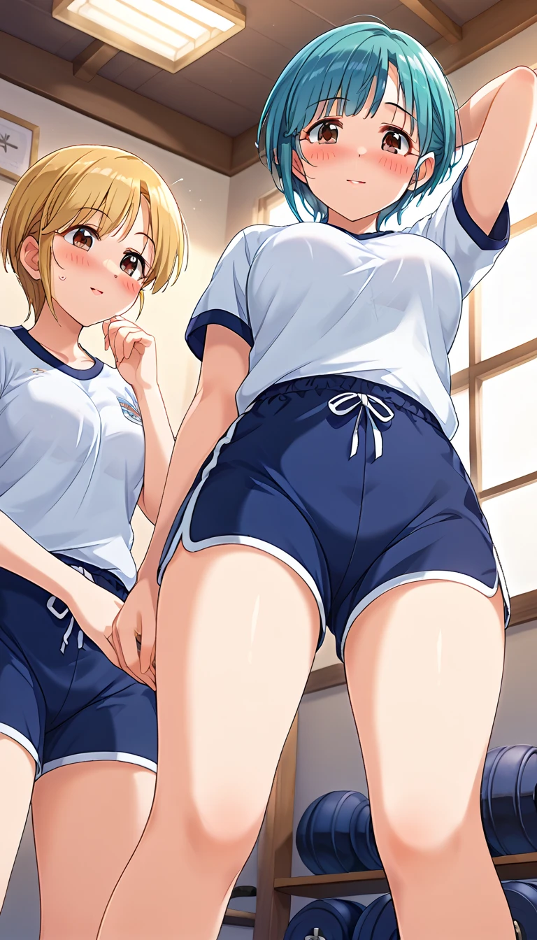 1 Girl Love Live Watanabe You Gym Uniform Bulge Red Panties Erection Bulge Protruding penis Spread your legs