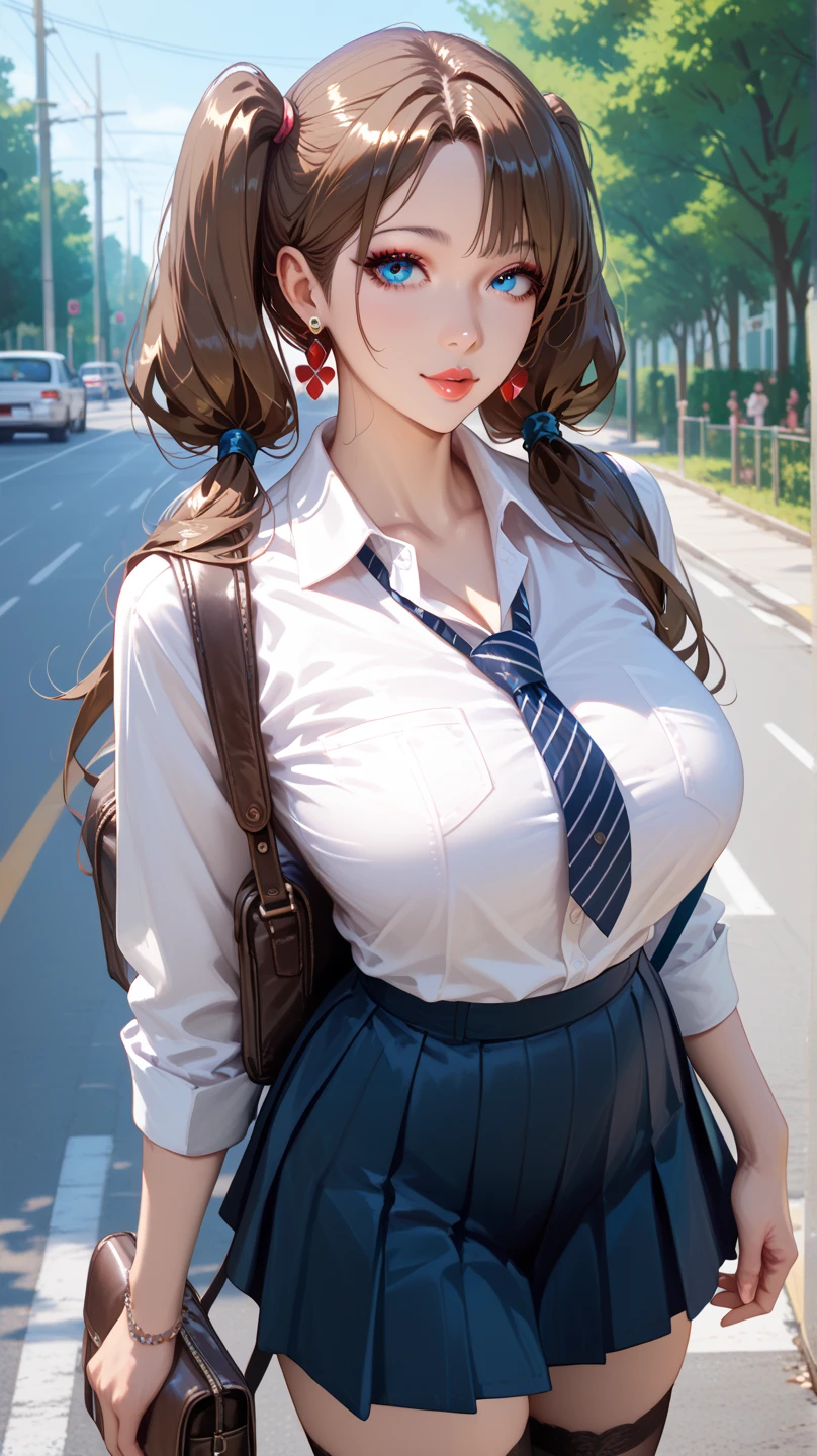 top-quality photo, ((round face)), film skin, (correct limbs), a women, (((comic magazine's cover, large title, many heading, pleated skirt, ribbon, white shirt, uniform, raise hips, eccentric pose, glasses, braid, straddling a exposed pipe))), in the heavy rain, heavily wet clothes, panties, touching crotch with hand, dropping eyes, sleepy, blush, ecstasy face, spread legs, raise leg, open mouth, masturbation, downtown, sidewalk, sky, angle from below, 