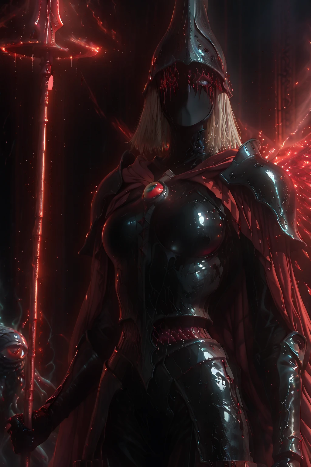 (masterpieces, top quality, exquisite detail ,  A female magician who defeats an enemy with a magic spear appearing in her eyeball ,The sword has a frozen magic barrier ,and the concept of a magician wearing leather armor.