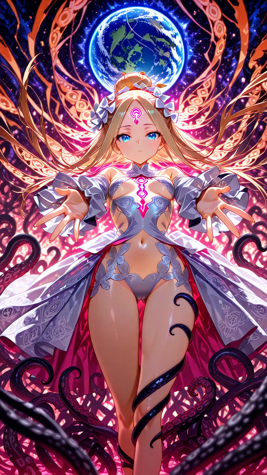 {{{{amazing quality, great quality, high quality, very aesthetic, aesthetic, best quality}}}}, 
realistic, photo, shadow, Three-dimensional, absurdres, Digital art, 
{{{{Princess Knight}}}}, beautiful girl, one girl, 
blonde hair, long straight hair, hair, trimmed hair, shiny hair, blunt bangs, short sideburns, 
green eyes, tareme, 
{{flat chest}}, {{small breasts}}, {{detailed body}}, slim thighs, thin thighs, 
{transparent pink tentacles bikini armor}, {golden arm armor}, {golden leg armor}, 
{covered navel}, {visible chest}, {both shoulders expose}, 
heart brooch, heart-shaped choker on left arm, white headband, white circlet, white cloak, sword, Multiple transparent pink tentacles wraps around to the girl's chest, Multiple transparent pink tentacles wraps around the girl's crotch, A girl wear multiple transparent pink tentacles, 