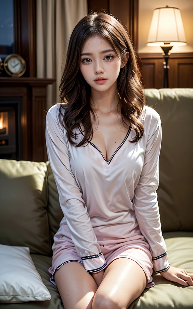 masterpiece,best quality,4k, (medium shot), 1girl, (fingers under chin:1.4), smiling, wide smile, beautiful Japanese female nurse wearing pink Nurse uniform, beautiful detailed face, slim, black lob hair, brown eyes, pale skin, fair skin, realistic skin, detailed cloth texture, detailed hair texture, Perfect proportion, Beautiful Face, (perfect eyes), (detailed eyes), solid circle eyes, sparkling eyes, (clean eyes), accurate, Anatomically correct, Highly detailed face and skin texture , looking at viewer, modern hospital room, photorealistic,