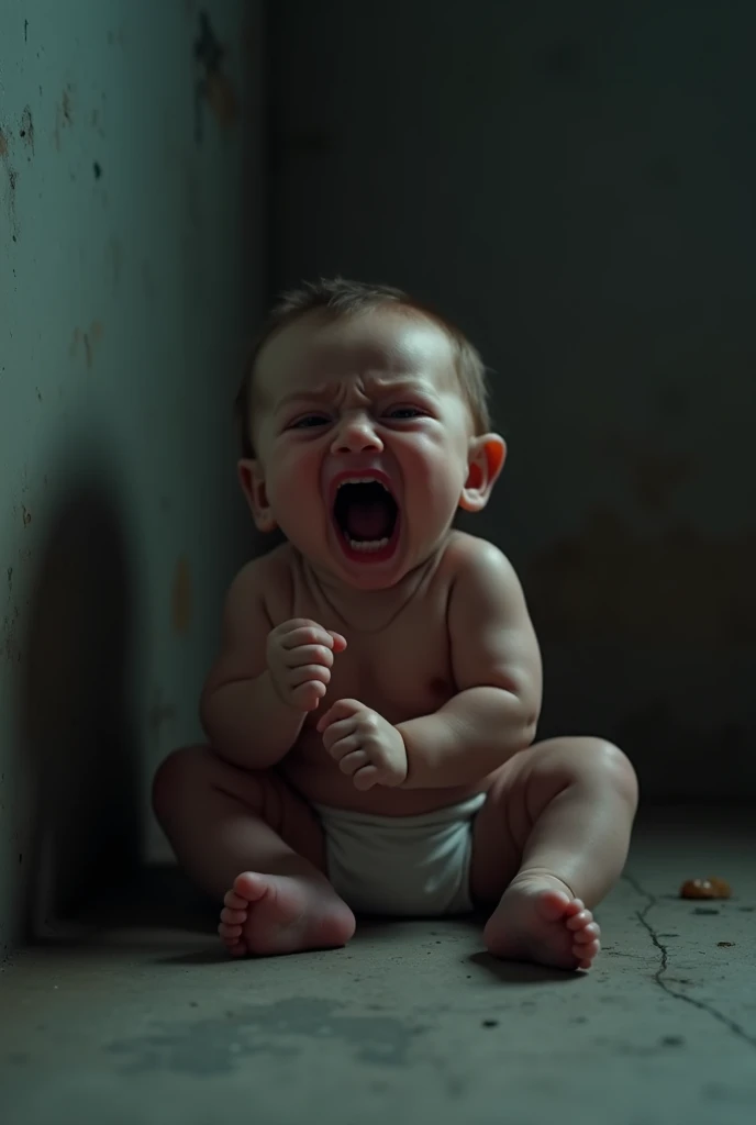 medium close up shot, A demonic baby laughing maniacally in its crib., (cinematic color grading lighting vintage realistic film grain scratches celluloid analog cool shadows warm highlights soft focus actor directed cinematography technicolor :1.3)