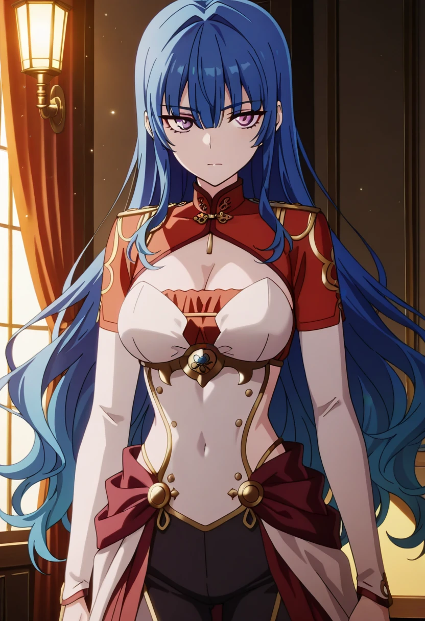 rise gremory from high school DxD,red hair,blue eyes,wearing a saree,large breast,full bdy view,front view,