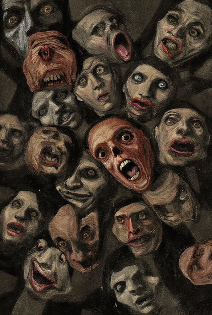 (Junji Ito manga portrait illustration of girls face), horrified, scared, afraid expression, detailed, (horror theme:1.5), contemporary horror, black and white, creepy atmosphere, disturbing