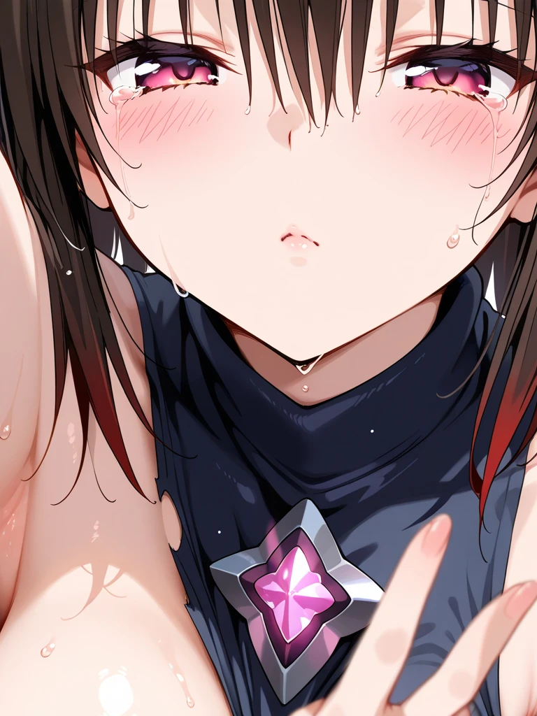 Night Park、18-year-old、Black bob hair、Glowing Skin、Face close-up、Sucking the penis hard、Painful expression、Lots of drooling、