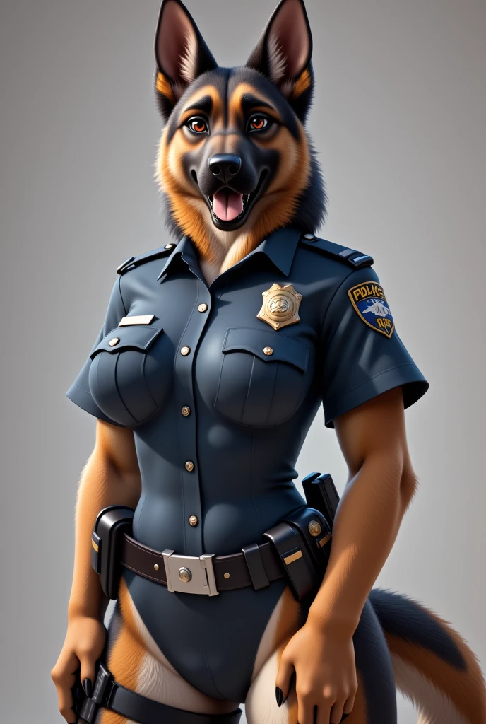 dog head on a sexy female cop perfect body at the police station and is naked and doing a sexual dance and want to have sex with you