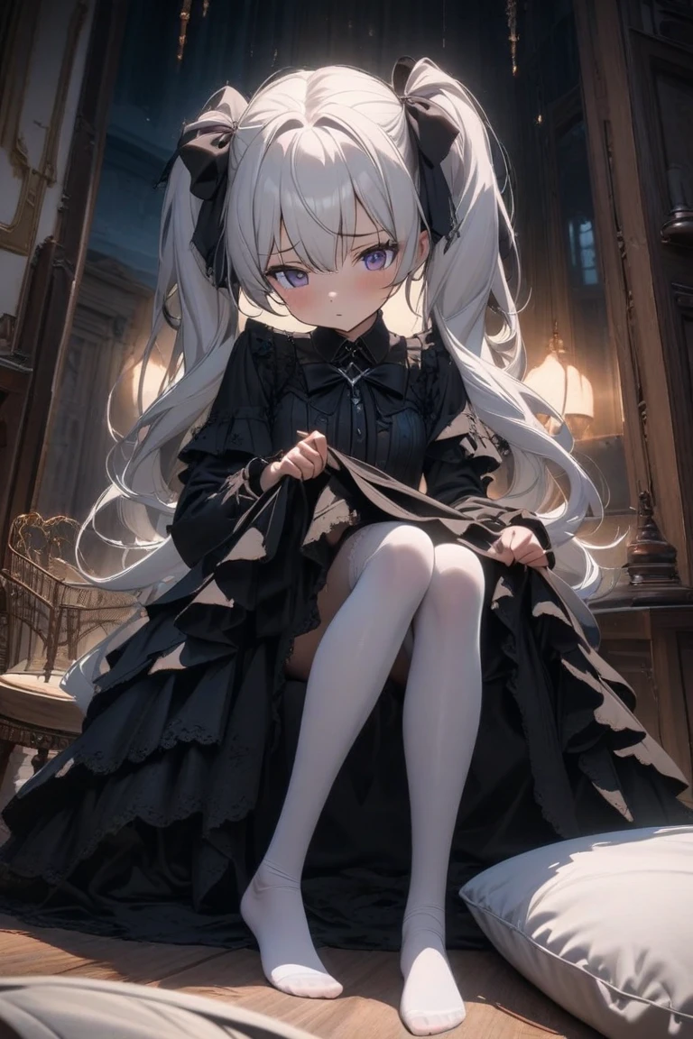 Doll girl，Puppet joints，Globular joints，Puppet joints，Puppet joints，Puppet Expression，Dull expression，Eyes without highlights，Lifeless eyes，Stiff eyes，Stiff movements，Cafe scene，Interior scene，裸露arm，knee，arm，thigh