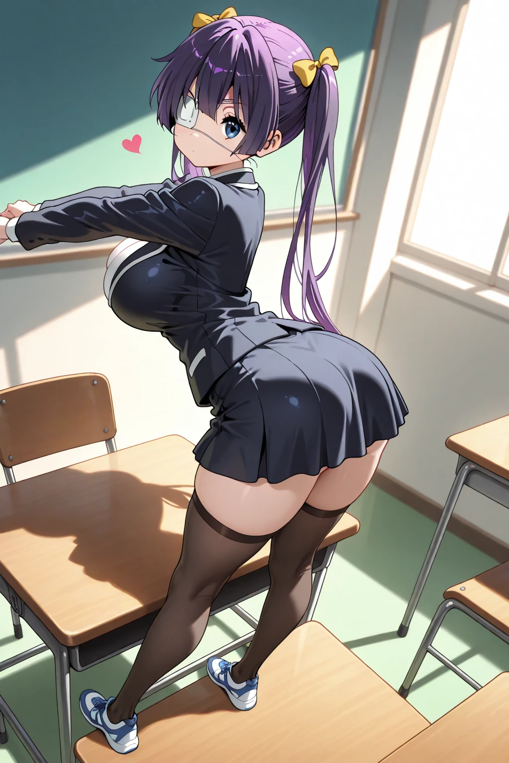 ((Correct Anatomy))、(Female student)、((school uniform))、((Short sleeve))、(Mini Pleated Skirt),(((Black Stockings))),((garter belt)),((School classroom)),Ultra-high resolution,Mature Woman, Mature Woman, Very detailed,Sunburned skin,Brown Skin, (Big Breasts),((Beautiful feet)),Perfect hands, Detailed fingers, Beautiful details, ((Long Hair)),((ponytail)),Black Choker, Earrings,Perfect Eyes, Captivating eyes