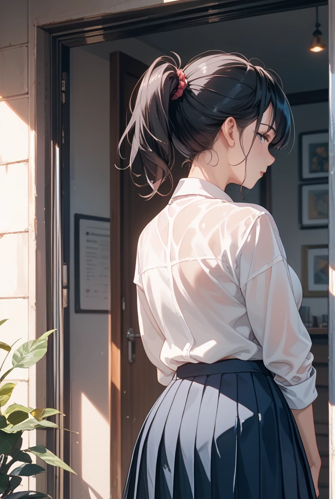 1female,35yo,熟妇,long leges,Big breasts Thin waist,Slim,huge-breasted ,Pornographic exposure, 独奏,(Background with:bamboo forrest,lotuses,lotus flower,exteriors,Lotus pond) She has short black hair,standing on your feet,Sweat profusely,drenched all over the body,seen from the front, hair straight, mostly cloudy sky,(((tmasterpiece),(Very detailed CG unity 8K wallpaper),best qualtiy,cinmatic lighting,detailed back ground,beatiful detailed eyes,Bright pupils,Black eyes,(Very fine and beautiful),(Beautiful and detailed eye description),ultra - detailed,tmasterpiece,)),facing at camera,A high resolution,ultra - detailed),revealing breasts,Bare genitalia, Bulge,legs are open,Raised sexy,Camel toes,Flushed complexion,Open-mouthed,frontage,high school senior,(Wearing:Ancient Chinese school uniform,Blue loose shirt,Sexy black miniskirt,athletic sneakers)