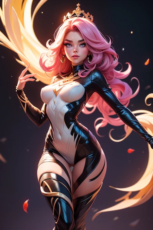 1 Girl,have,White tights,Facial Tagging,Solitary,Pink Hair,Long hair,very Long hair,Standing,Front view,Axisymmetric composition,Pearl tong,beautiful ,Model Diagram,Slim,Mature,Camel toe,, Lace crop top,(Long hair:1),Red lips,Pantyhose, ,8k,(masterpiece), best quality, masterpiece, high resolution, The original, Very detailed wallpaper,{best quality}, {{masterpiece}}, {high resolution}, {extremely delicate and beautiful}, The original, Very detailed wallpaper, panoramic, ,Anatomically correct, The art of HR Giger and Beksinski merges in this detail,Psychedelic Background,Dark horror scene. Clear images, Use edge lights to render at 8k resolution, It features a terrifying environment full of Lovecraftian tentacles,They spin and dance under the neon lights. HDR lighting creates complex and detailed shadows on distorted backgrounds, Mutated humanoid