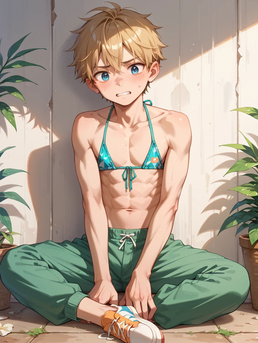 score_9, score_8up, score_7up, score_6up, score_5up, score_4up, BREAK
sz4d3k, abstract background, BREAK
young male, blonde hair, pointed elf ears, blue eyes, nipples, glasses, tank top, shorts, BREAK
source_cartoon, rating_safe, BREAK
<lora:Szadek:1>