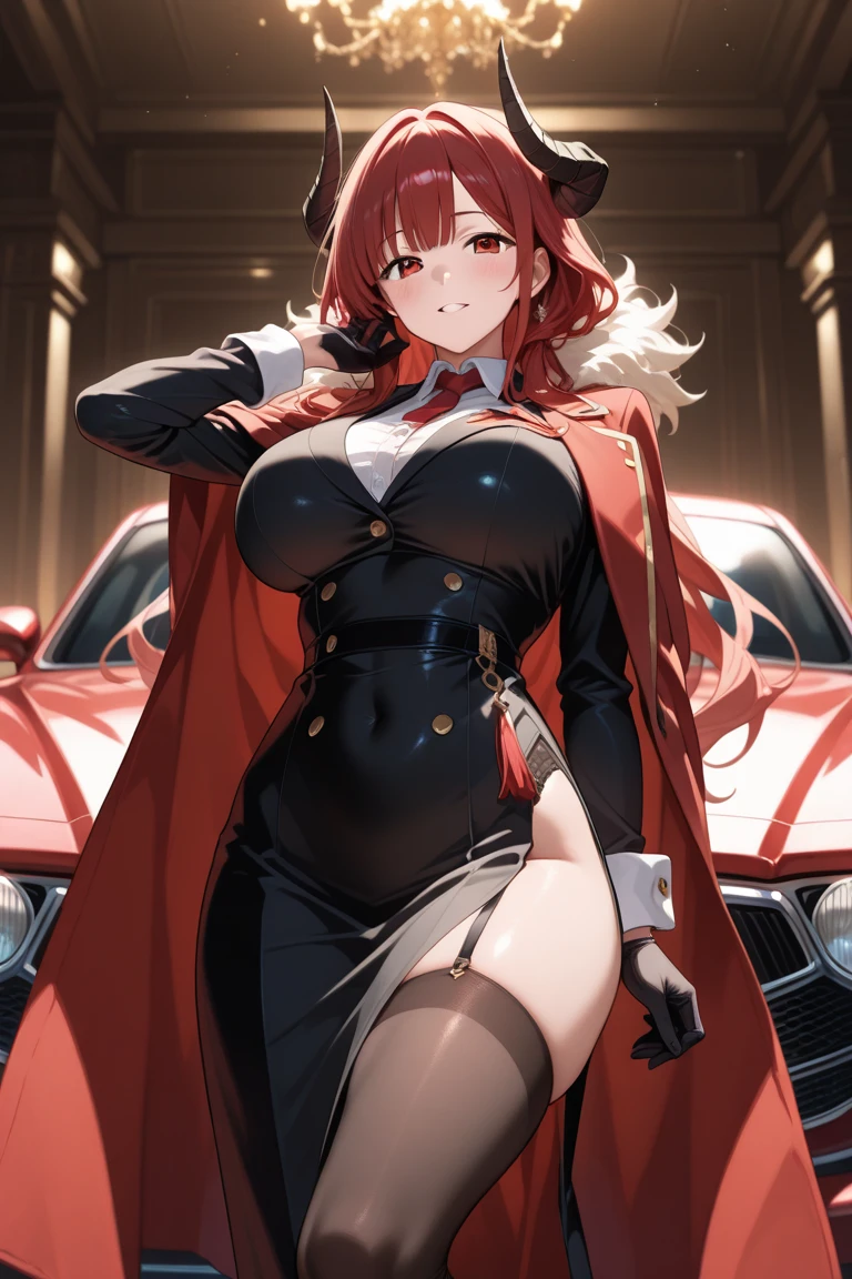 There was one girl with shiny skin, sexyposture,best qualtiy,tmasterpiece,(Photorealsitic:1.4),breast enhancement,reality,offcial art,The 8k quality,Super Detail,Fine detail skin,Movie angle,Cinematic textures,Movie Lighting,masutepiece,The highest image quality,1 girl,Vermilion lips,hair messy,pantyshot,Big Mimi,crisp breasts,1girll,short hair,upper limbs,((cleavage)), thick thighs, red eyes, ((bunny ears)), ((bunnysuit)), ((blushing)), red hair, bar