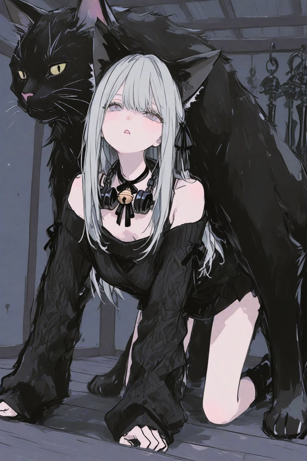 White-haired beast girl