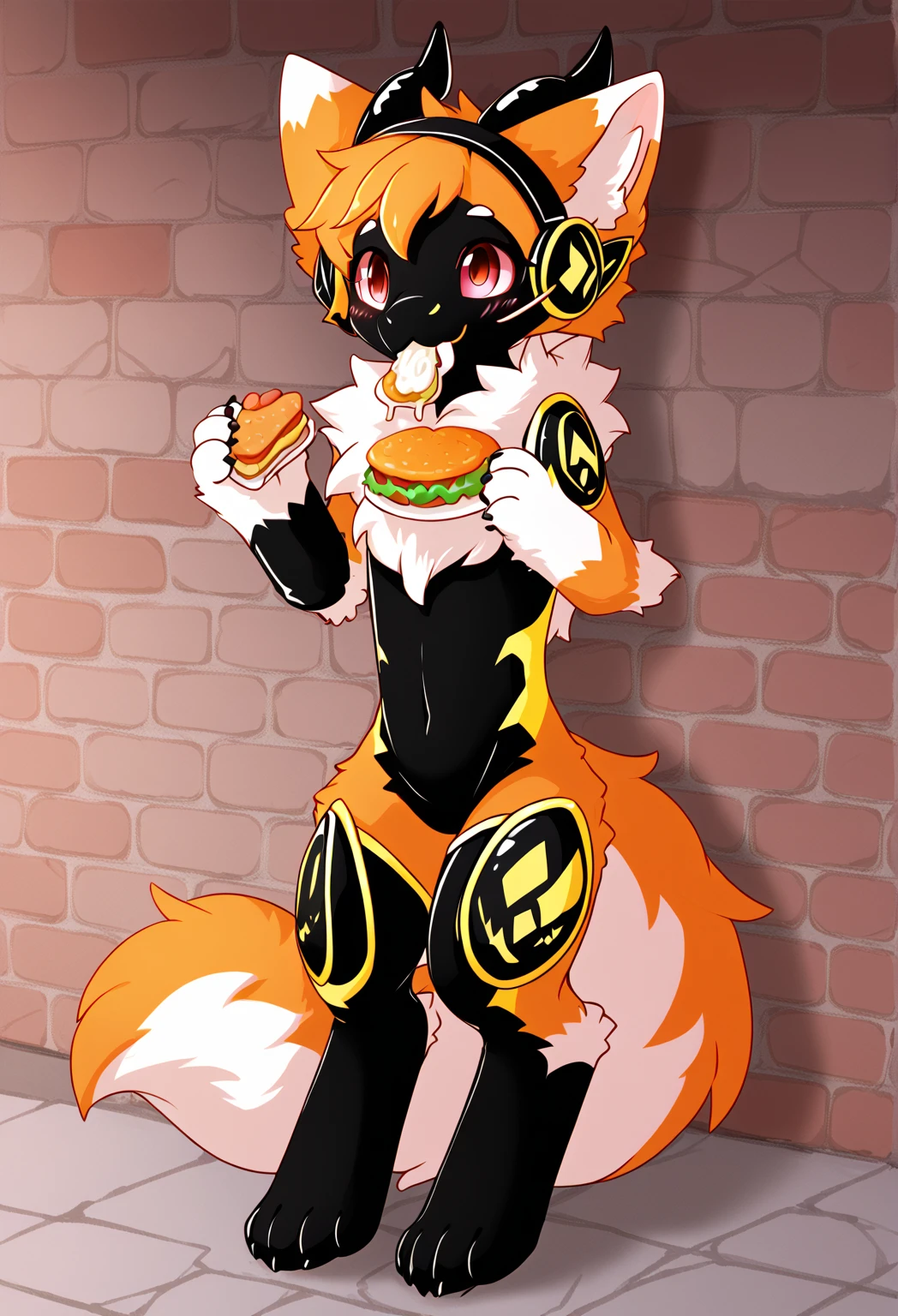 red yellow (mcdonald's:1.2) cheeseburger grem, sharp lines <lora:grem-refsheet:1>