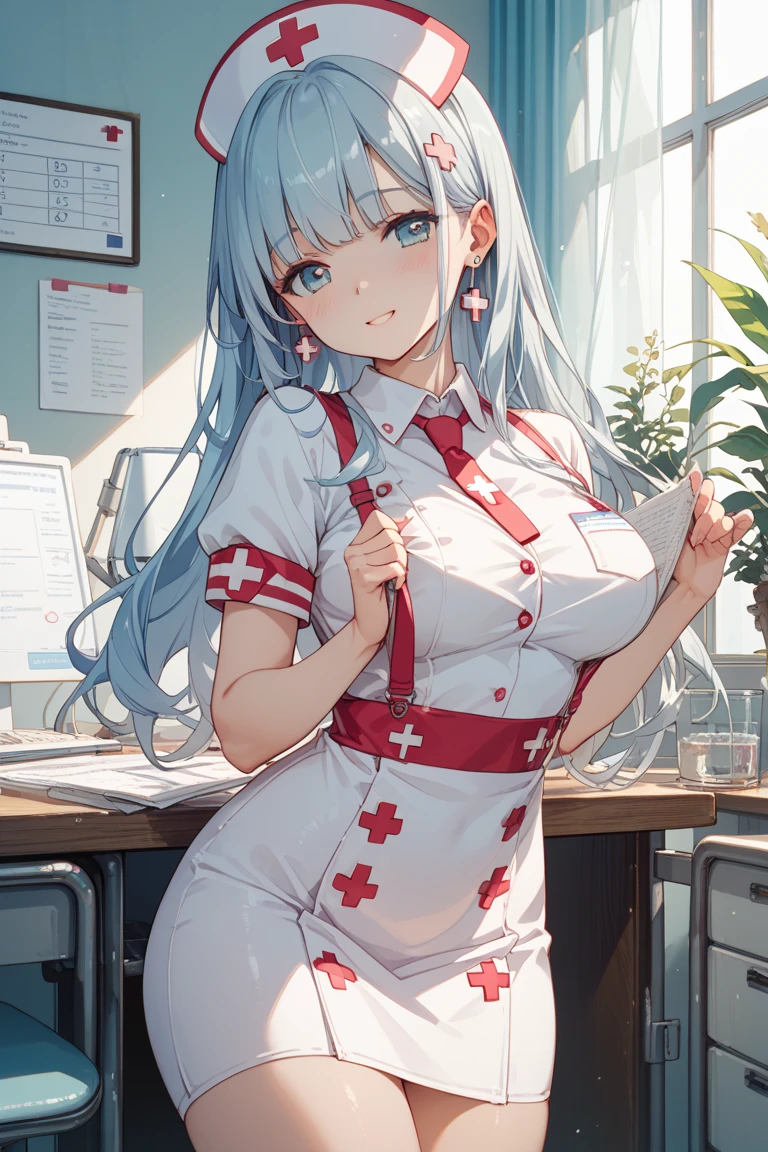 mastute piece,Best Quality,insanely detailed,8k cg,nsfw,
(shoot upper body:1.3),
(1girls:1.3),standing,looking at viewr,body in front,((both arms behind back:1.4)),(shrine maiden costume:1.3,red hakama:1.1,nurse cap:1.4),break,
blush,shy,(ecstasy face),(trembling:1.2),break,(light green hair:1.2),
break,
perfect breasts,perfect teats,(open mouth:0.9),(large breasts),
(hospital room:1.1),