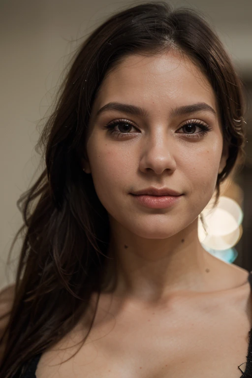 (Best quality, Ultra-detailed:1.2), Stunning portrait of a captivating 42-year-old French Instagram influencer, with enchanting light eyes, alluring smile, closed mouth, seductive lips, radiant complexion, fine lines reflecting her age and experience, elegant, chic, high fashion, sophisticated style, classy attire, (professional makeup: 1.5), glowing skin, (long blonde hair: 0.8), voluminous, bouncy, wavy, effortless, (blonde highlights: 0.5), fair complexion, (narrow nose bridge: 0.2), delicate features