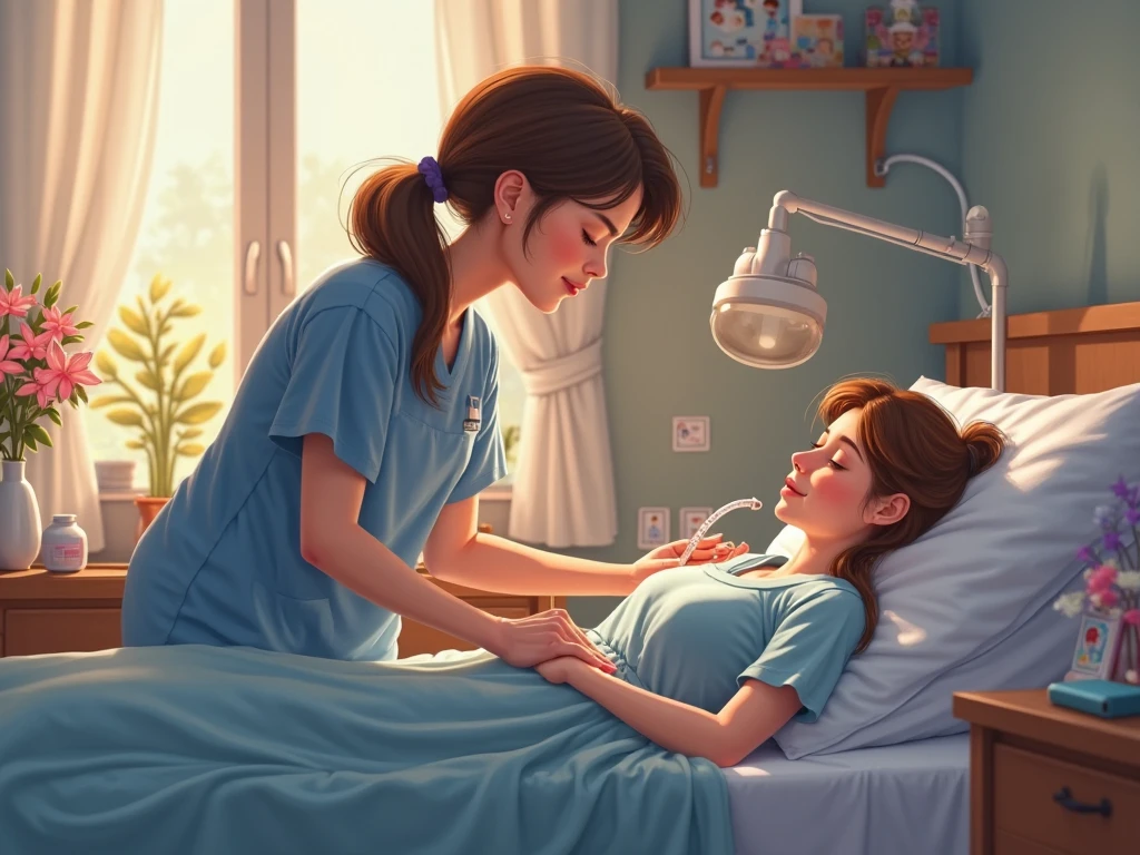 Create the image of a child in the hospital being cared for by a nurse