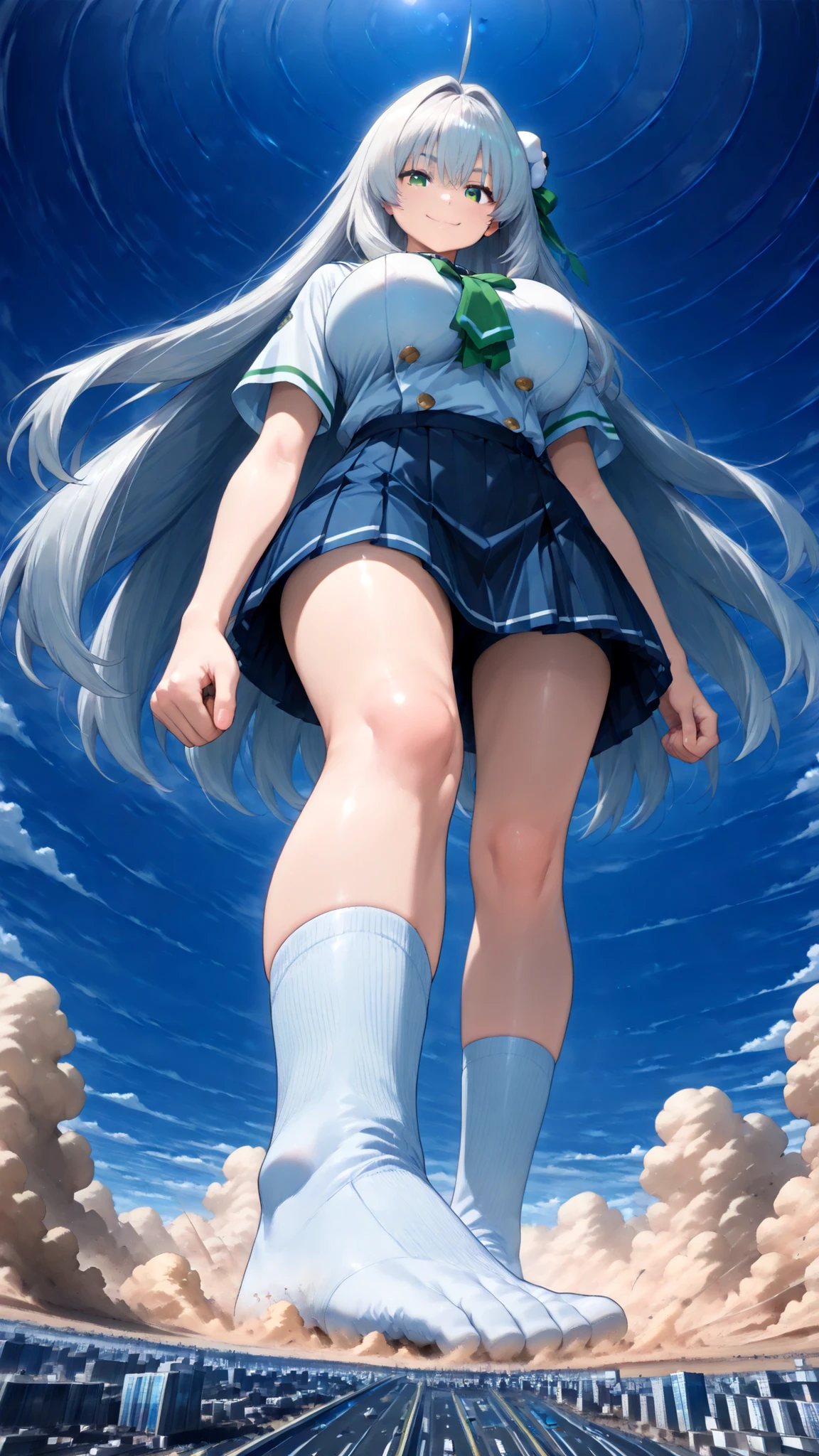 ((face lying on the ground super close hand closest big boobs close)), 1girl, solo, (very super big boobs, A woman's moisturized body, beautiful skin, Rin々Shikumo has a cute smile, Smile), (((super yotta over size giantess:1.4))), ((An extremely detailed ultra-micro city, collapsing city, Dust cloud)), Outdoors(An angle shot of a giant woman from directly below:1.3), (Super quality Best masterpiece, Highest image quality, super high resolution, Super precise art quality), best quality, The sky is high,
((accurate 3Point perspective drawing, Very Accurate Perspective)), ((Ultra-wide field of view, the closer the more huge depiction, The unique depiction of depth of field of an ultra-wide-angle lens)), (Rubble Mountains, Tsuchi-Tsunami, The ground rolls up), ((An even more gigantic, impactful depiction of a giant woman with devastating power:1.5)),