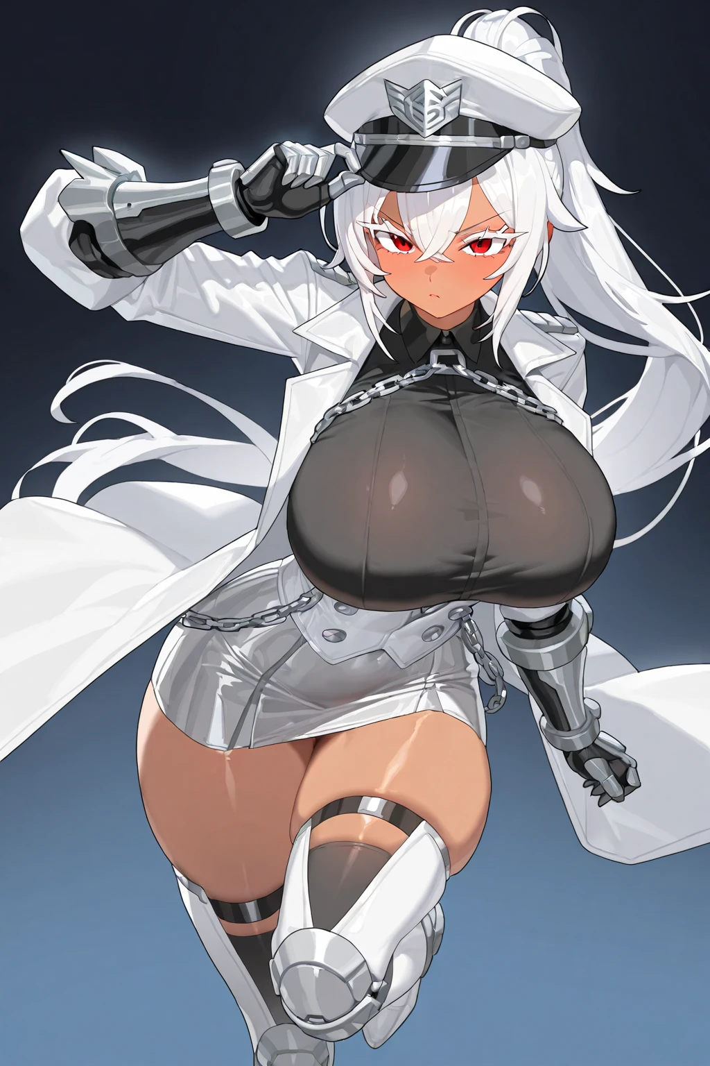 (The Highest Quality、master masterpiece)、1女の子、20歳、Stunning、A sexy、huge  boobs、large bosom、sheer areola、Do Max.、Black mask